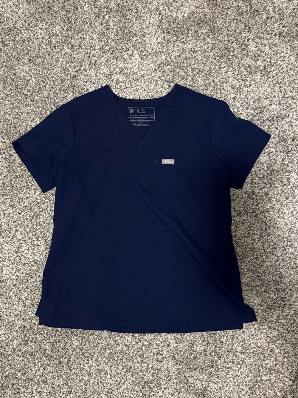 Figs Women's Navy V-Neck Short Sleeve Top